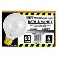 clear globe bulb medium base, 60 watt 3 1/8in. 