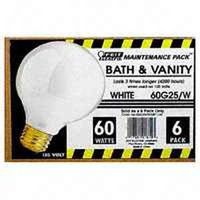 white globe bulb medium base, 60 watt 3 1/8in.
