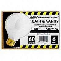 White Globe Bulb Medium Base, 60 Watt 3 1/8in.