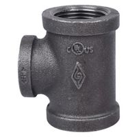 black malleable tee, 1in. x 1in. x 3/4in.