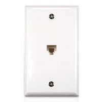 flush mount wall phone jack, white