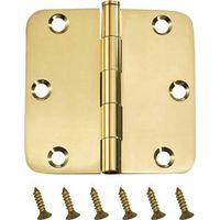 radial corner door hinge, 3 1/2in. x 3 1/2in. bright brass