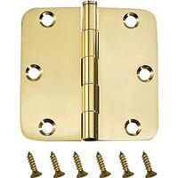 Radial Corner Door Hinge, 3 1/2in. x 3 1/2in. Bright Brass