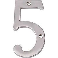 house number 5, 4in. satin nickel