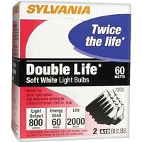 double life clear incandescent bulb, 60 watt