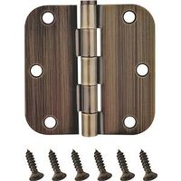 round corner door hinge, 3 1/2in. x 3 1/2in. brass