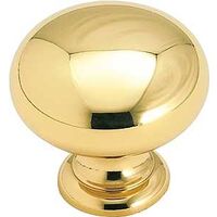Solid Brass Cabinet Knob, Bright Brass