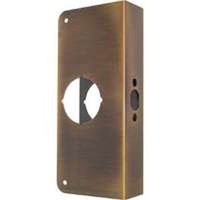 recessed lock & door reinforcer, 2 3/8in. x 1 3/8in. antique brass