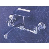 faucet with soap dish, polished chrome 8in.