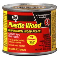 Dap Plastic Wood Solvent Based Wood Filler, 4 oz, Natural, 1 hr