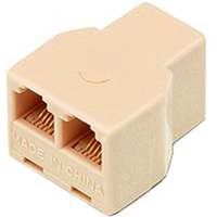 six wire 2 way phone splitter, almond