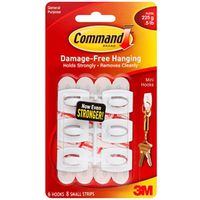 3m mini hooks, white