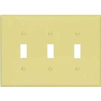 three gang toggle switch plate, almond