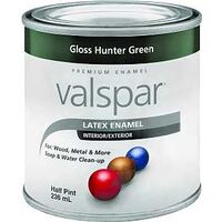 Interior Exterior Latex Paint, 1/2 Pt Gloss Dark Green