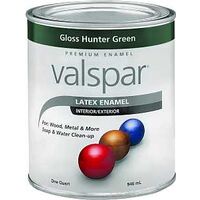 Interior Exterior Latex Paint, 1 Qt Gloss Hunter Green