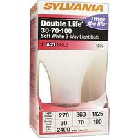 double life soft white three way bulb, 30-70-100 watt