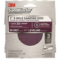 eight hole sanding disc 80 grit, 5in. 3 pk