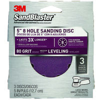 Eight Hole Sanding Disc 80 Grit, 5in. 3 Pk