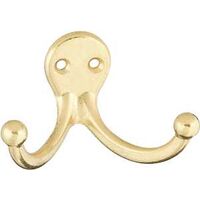 Two Prong Robe Hook, Brass