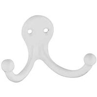 Double Prong Robe Hook, White