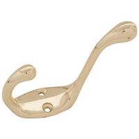 coat & hat hook, 3in. bright brass