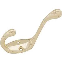 Coat & Hat Hook, 3in. Bright Brass