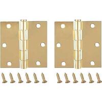 Square Corner Door Hinge, 3 1/2in. x 3 1/2in. Satin  Brass