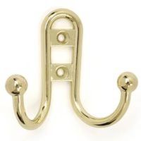 double robe hook, brass