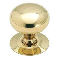 Cabinet Knob With  Back Plate, 1 1/4" Brass