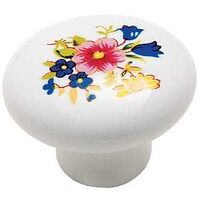 Ceramic Floral Knob, 1 1/4in. White