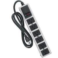 metal six outlet strip with breaker, ivory