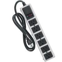 Metal Six Outlet Strip with Breaker, Ivory