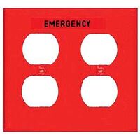 Emergency Two Gang Double Outlet Cover Plate, Red