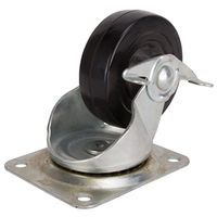 plate caster with brake, 4in. rubber 