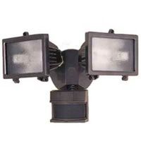 twin motion sensor flood lights, 300 watt bronze
