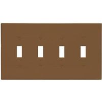 four gang toggle switch plate, brown