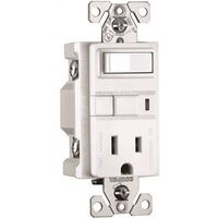 GFCI Outlet with 1 Pole Switch, 15 Amp White
