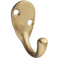 bright brass single prong robe hook 