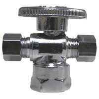 dual stop valve, 1/2in. x 3/8in. x 1/4in.