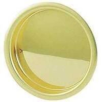 bright brass round flush door pull, 2 1/8in.