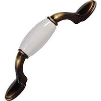 Antique Brass Pull with Ceramic, 3"