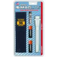 mini maglite flashlightwith holster, 2aa silver