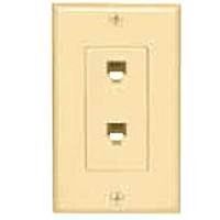 flush mount two phone jack, ivory