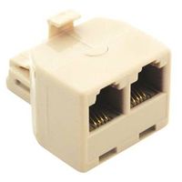 duplex telephone splitter plug adapter, ivory