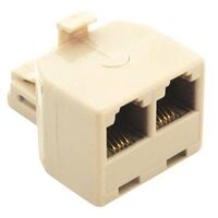 Duplex Telephone Splitter Plug Adapter, Ivory