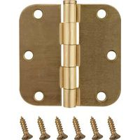 radial corner door hinge, 3 1/2in. x 3 1/2in. satin brass