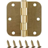 Radial Corner Door Hinge, 3 1/2in. x 3 1/2in. Satin Brass