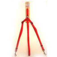 adjustable double dog leash, 5/8in. red