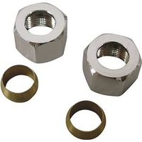 compression nut & ring, 3/8in. chrome