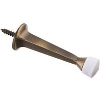 Solid Baseboard Door Stop, 3in. Antique Brass